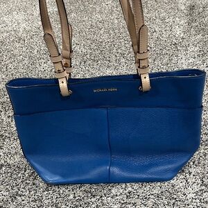 Michael Kors Royal Blue Tote with Tan Straps